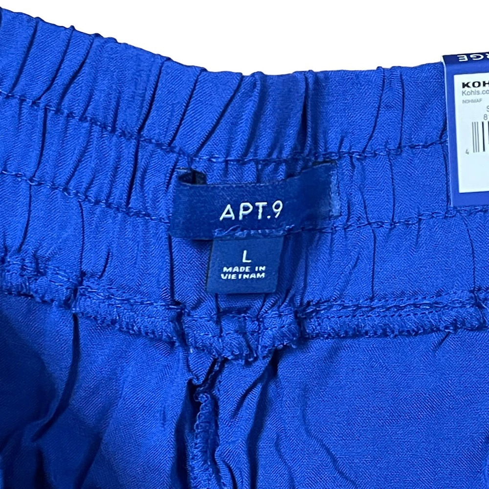 APT.9 Mid-Rise Solid Blue‎ Pull On Casual Shorts Flat Front Women Large NWT - Picture 7 of 9